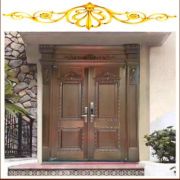 豪华简约铜浮雕的双开对开进户门庭院门 坚固防腐耐用铜门加工