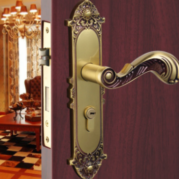 铜门锁、通用型锁具机械室内卧室房实木门仿古欧式门锁、门把手