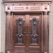 佛山厂家直销定做304古铜色不锈钢对开罗马柱大门不锈钢防盗大门
