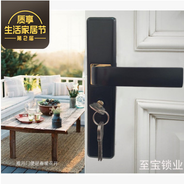 厂家直销2018年新款室内门锁黑色金片木门锁白色房间门锁灰色锁具