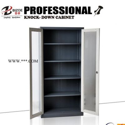 BIZOE佰卓办公家具定制玻璃门四层隔板文件柜 对开门钢制文件柜