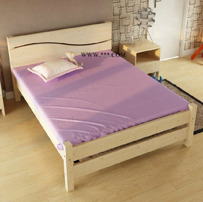 实木床儿童家具简约现代时尚1.5米1.8米双人大床全实木松木特价床