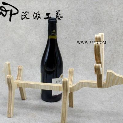 创意麋鹿造型红酒摆件 木质家具红酒展示架定做欧式葡萄酒松木架