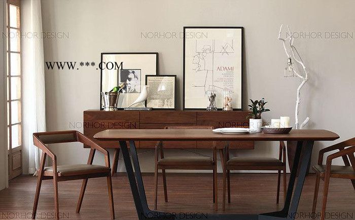 实心铁桌脚桌子复古实木餐桌办公桌做旧松木咖啡桌防锈铁艺会议桌