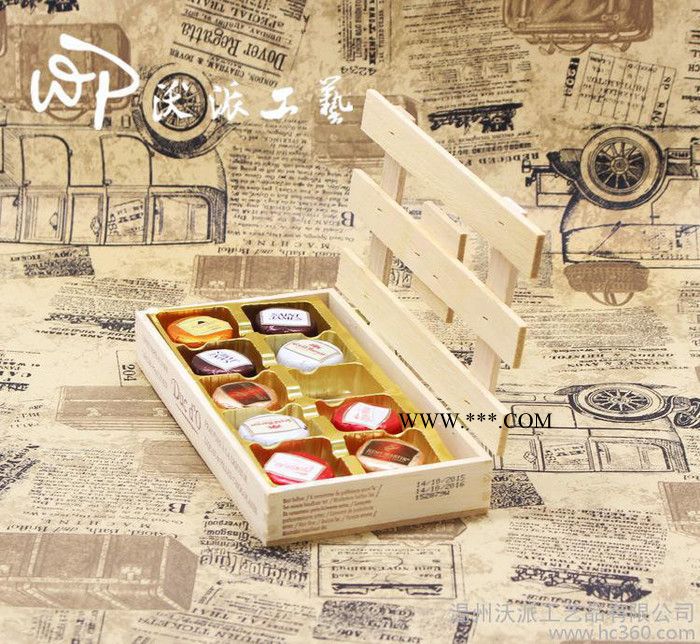 定做巧克力木盒松木原色包装 长方形镂空包装外贸出口食品盒