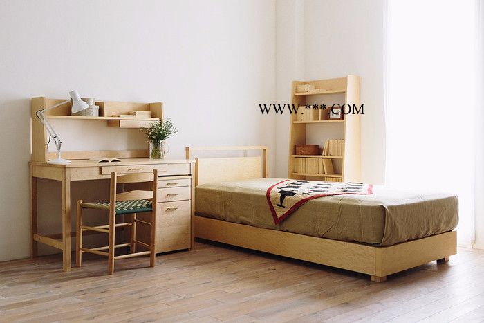 広松木工1.8米主卧双人床 白蜡木原木日式简约家具软包床