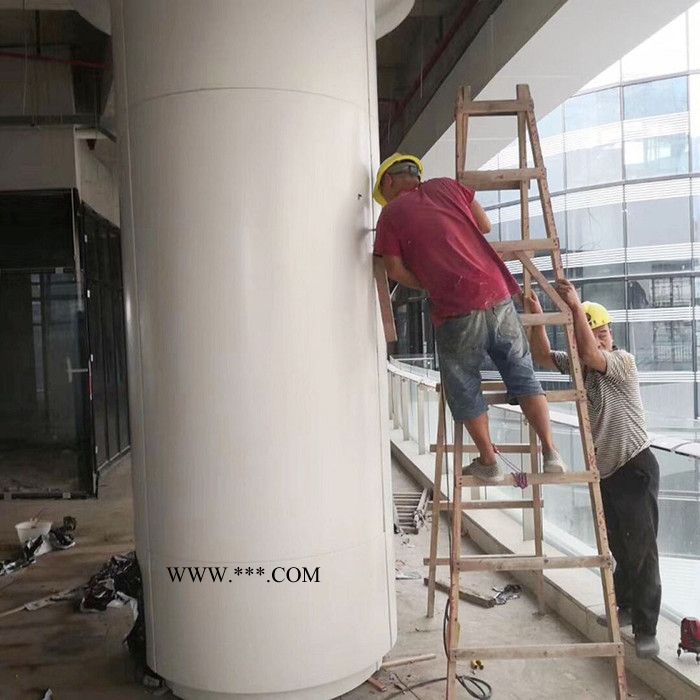 大厅立柱白色铝单板 铝单板包柱子定制 柱子装饰铝板包工包料 包柱子铝板效果