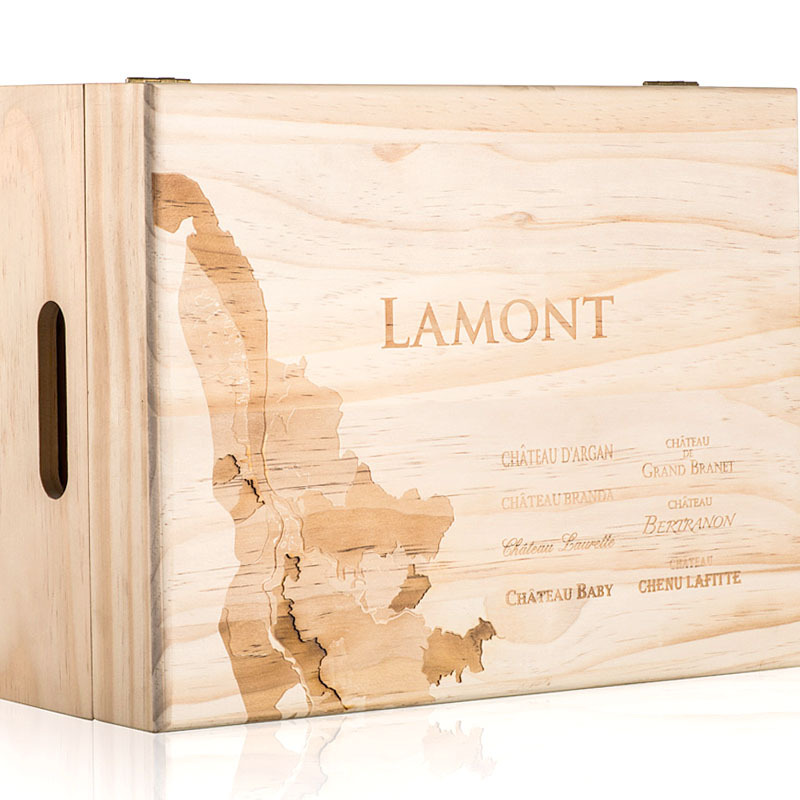 六支装波尔多地图**红酒松木礼盒葡萄酒包装木盒红酒酒箱2